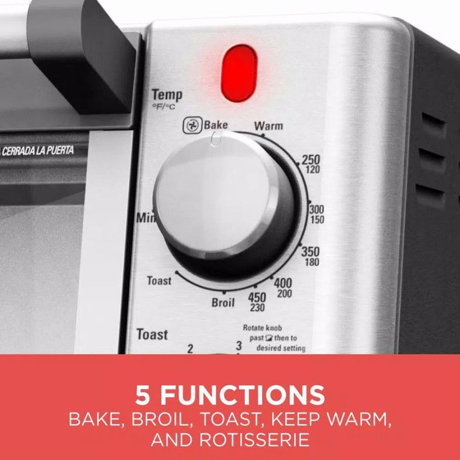 * Toasters | Toasters Black+Decker 1500 W 9-Slice Silver Toaster Oven With Temperature Control And Built-In Timer