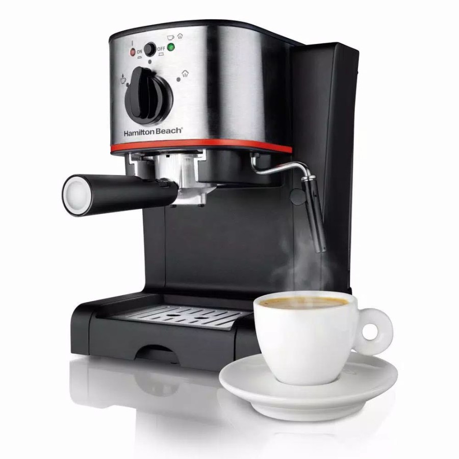 * Coffee Makers | Coffee Makers Hamilton Beach 2-Cup Stainless Steel Automatic Espresso Machine With Milk Frother