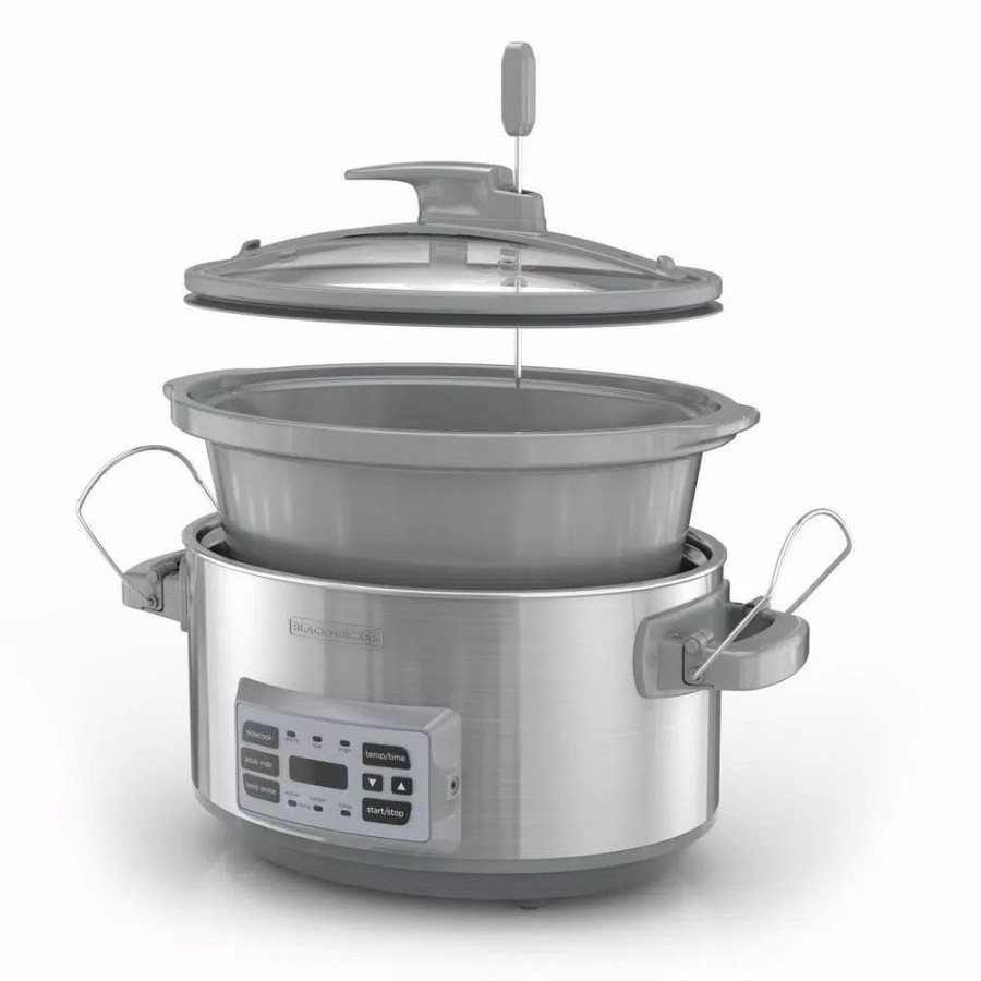 * Cookers | Cookers Black+Decker 7 Qt. Stainless Steel Electric Slow Cooker With Temperature Probe And Precision Sous-Vide