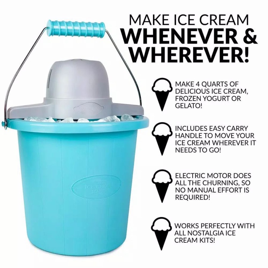 * Dessert Makers | Dessert Makers Nostalgia 4 Qt. Electric Ice Cream Maker With Easy-Carry Handle