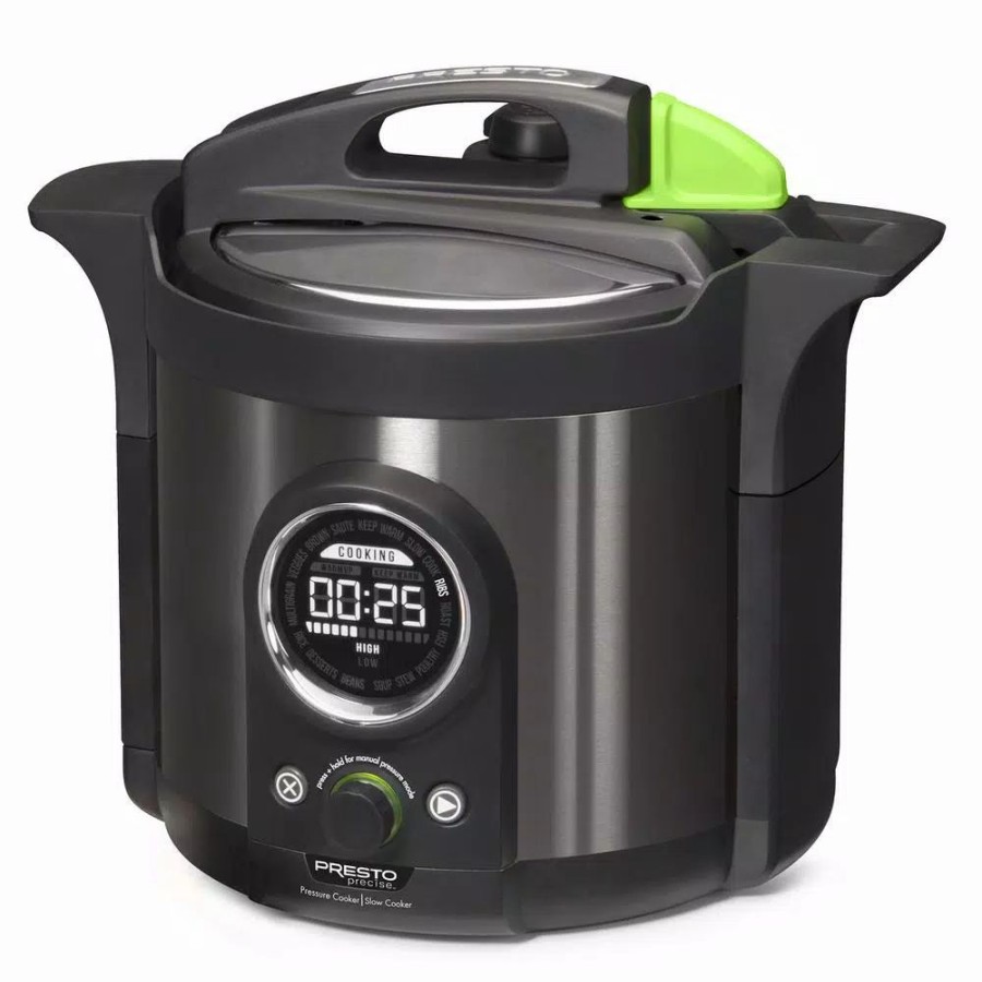 * Cookers | Cookers Presto Precise Plus 6 Qt. Black Stainless Steel Electric Pressure Cooker With Built-In Timer