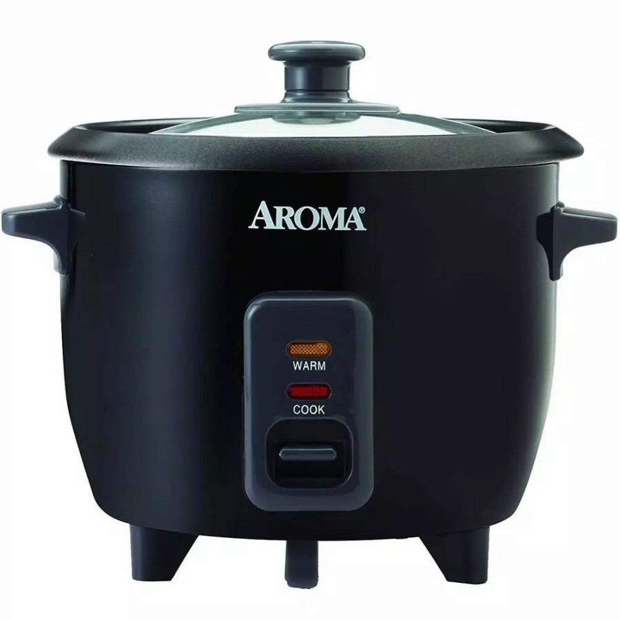 * Cookers | Cookers Aroma 6-Cup Black Rice Cooker With Removable Steam Tray