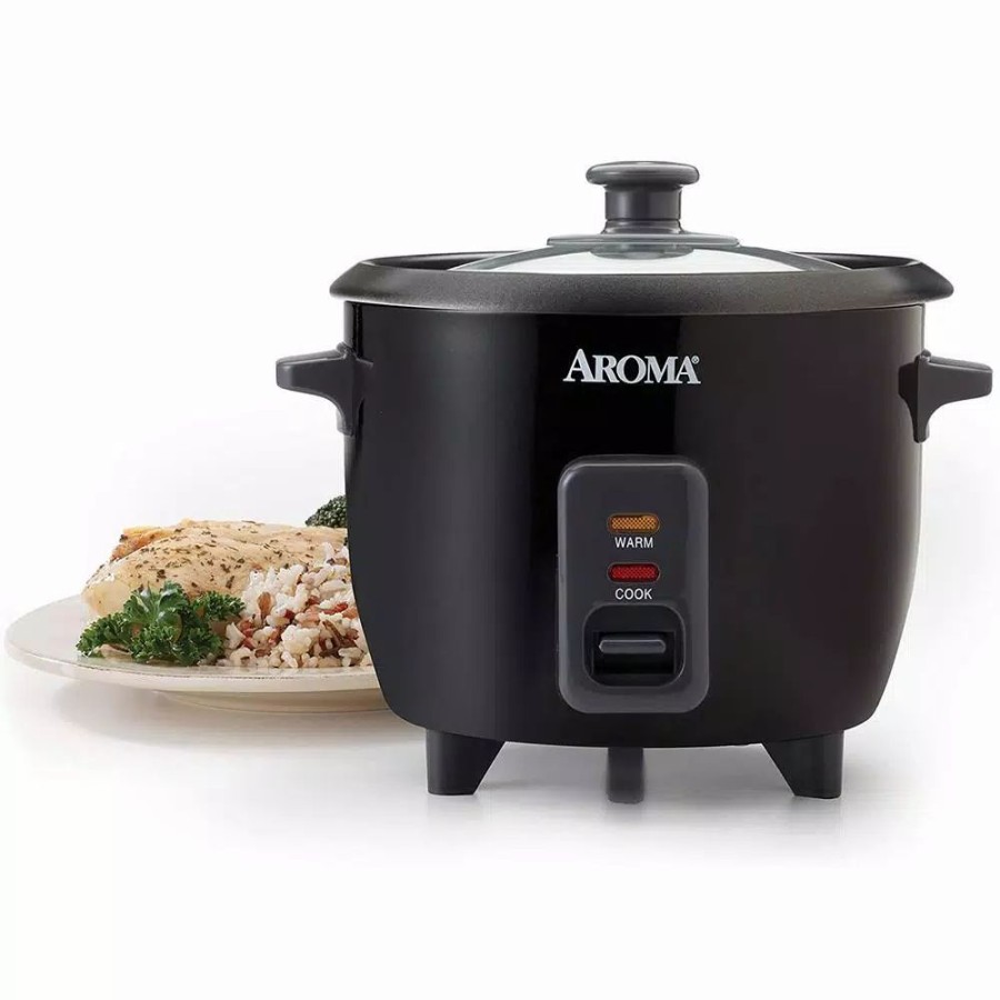 * Cookers | Cookers Aroma 6-Cup Black Rice Cooker With Removable Steam Tray