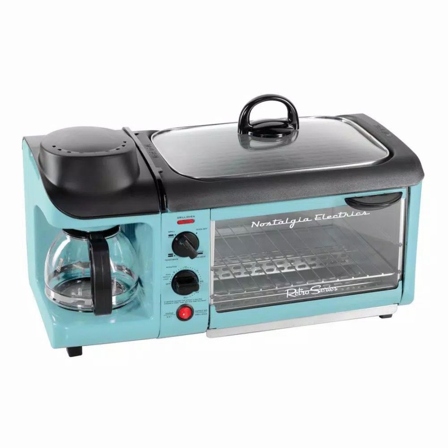 * Toasters | Toasters Nostalgia Retro Breakfast Center 1500 W 4-Slice Blue Toaster Oven With Built-In Timer