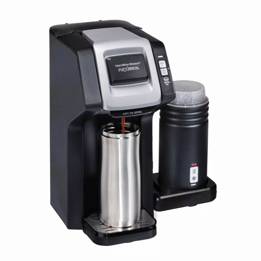 * Coffee Makers | Coffee Makers Hamilton Beach Flexbrew 1-Cup Black Single Serve Coffee Maker With Milk Frother