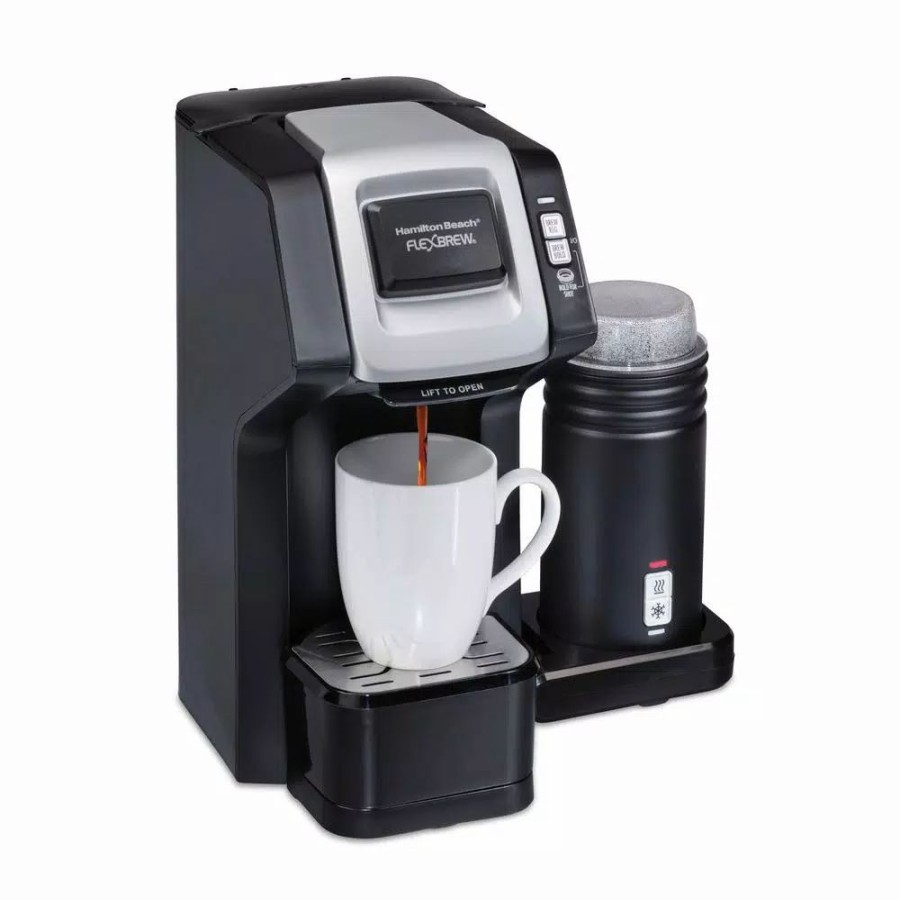 * Coffee Makers | Coffee Makers Hamilton Beach Flexbrew 1-Cup Black Single Serve Coffee Maker With Milk Frother