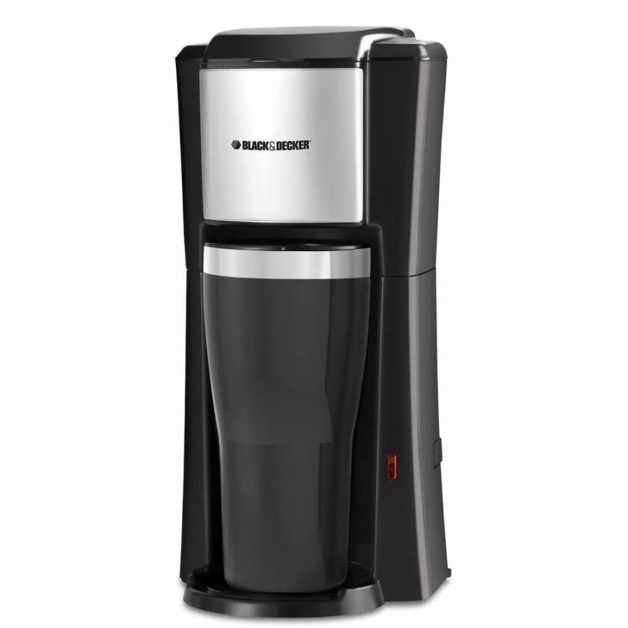 * Coffee Makers | Coffee Makers Black+Decker Black Single Serve Drip Coffee Maker With Travel Mug