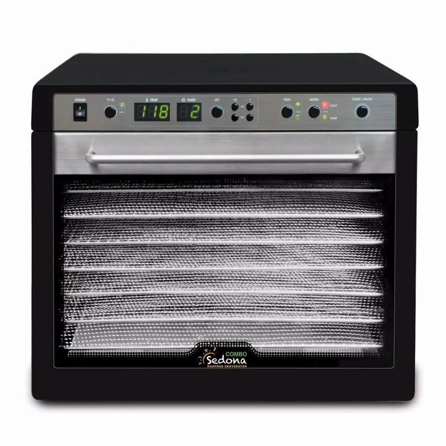 * Food Processing | Food Processing Tribest Sedona Combo 9-Tray Black Stainless Steel Food Dehydrator With Built-In Timer