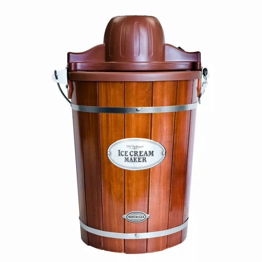 * Dessert Makers | Dessert Makers Nostalgia Vintage 6 Qt. Dark Wood Bucket Electric Ice Cream Maker