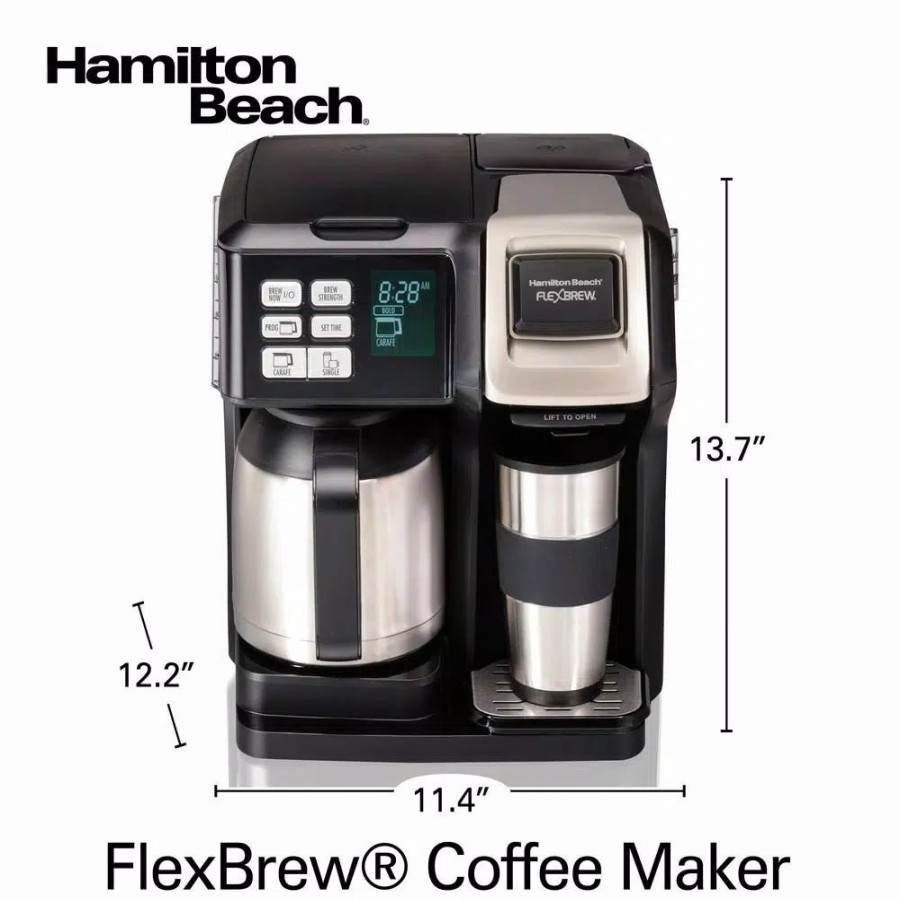 * Coffee Makers | Coffee Makers Hamilton Beach Flex Brew 2-Way 10-Cup Black Drip Coffee Maker With Thermal Carafe