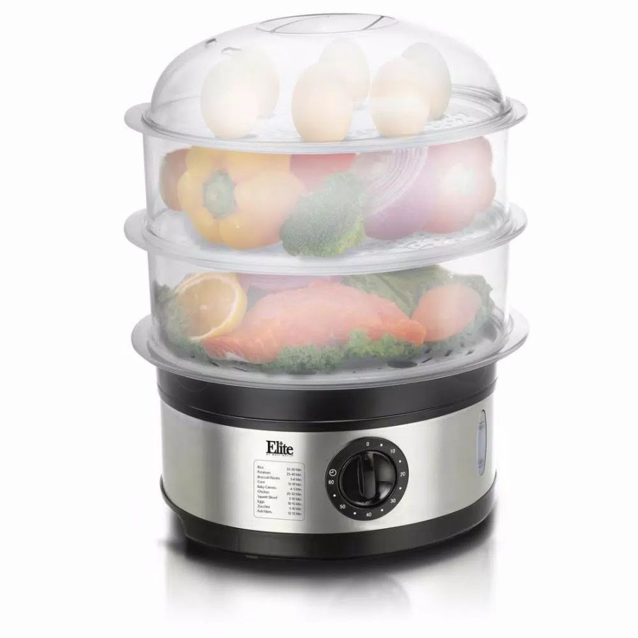 * Cookers | Cookers Elite 8.5 Qt. Stainless Steel Plastic 3-Tier Food Steamer