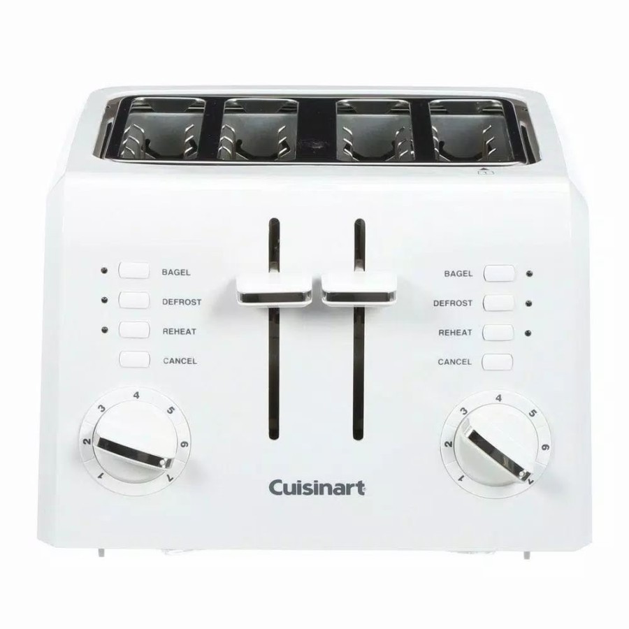 * Toasters | Toasters Cuisinart Compact 4-Slice White Wide Slot Toaster With Crumb Tray