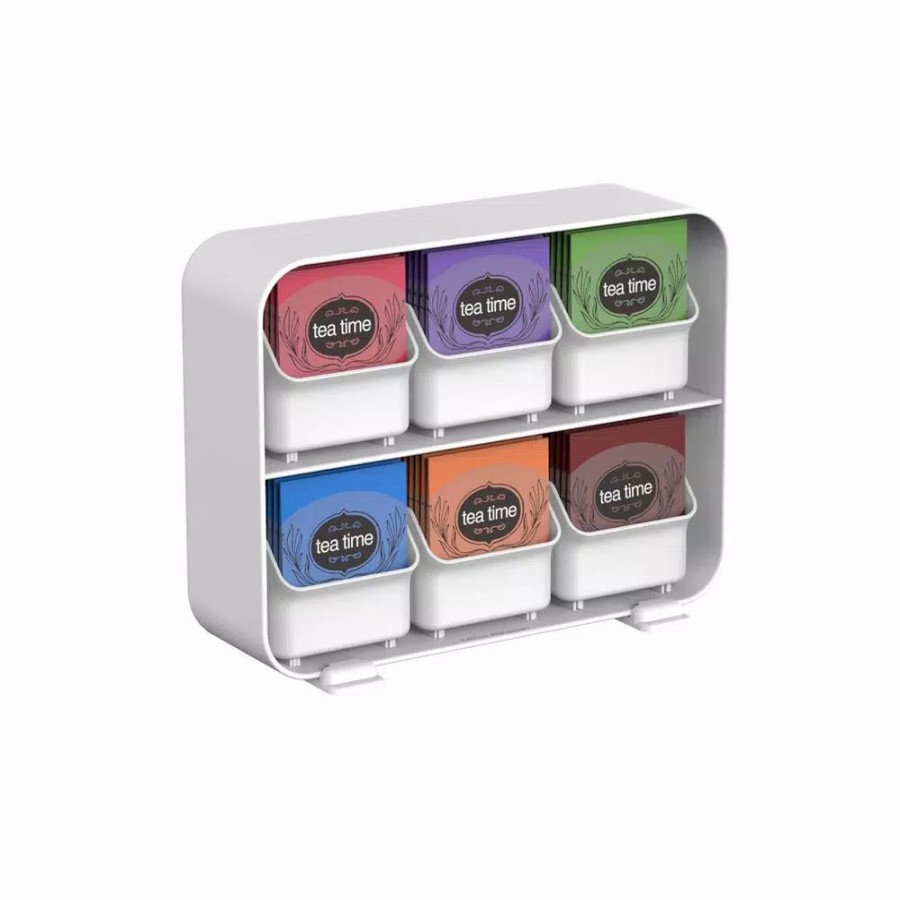 * Coffee Makers | Coffee Makers Mind Reader Clutch 6-Drawer 90-Bag White Tea Bag Holder