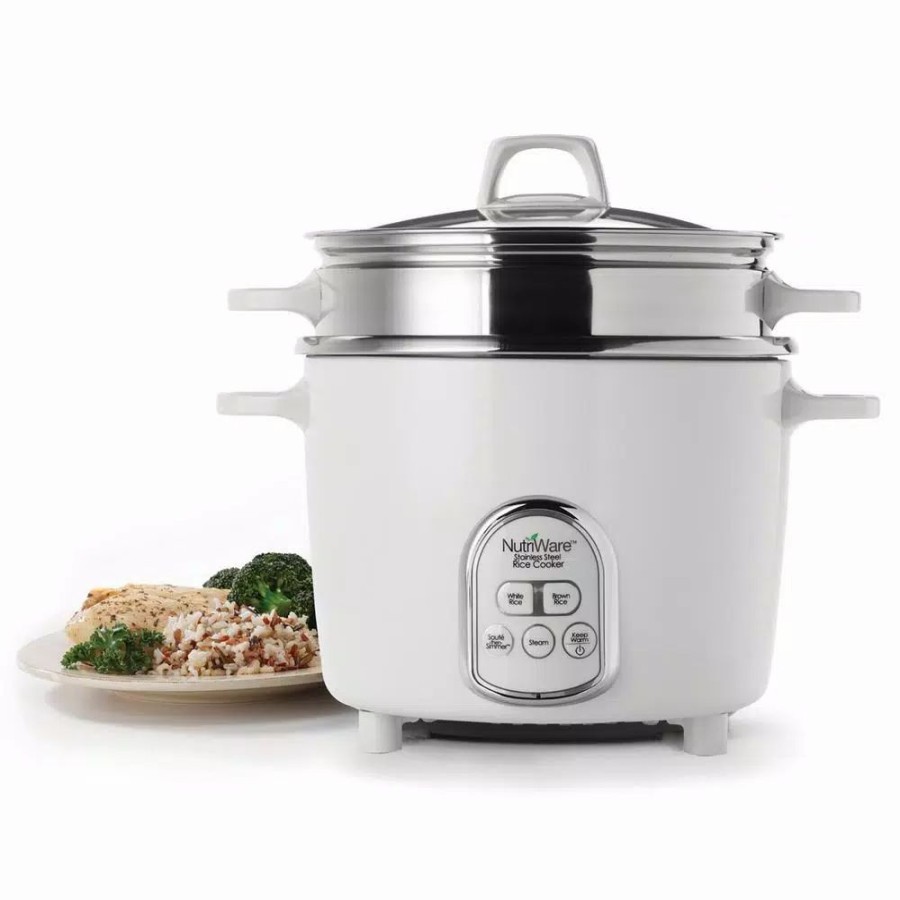 * Cookers | Cookers Aroma Nutriware Digital Pot Style 7-Cup Rice Cooker With Glass Lid And Non-Stick Pot