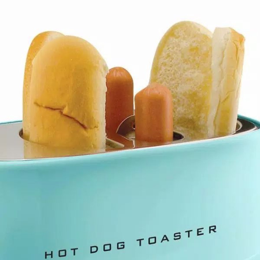 * Toasters | Toasters Nostalgia Retro Series 2-Slice Aqua Long Slot Hot Dog And Bun Toaster With Crumb Tray And Mini Tongs