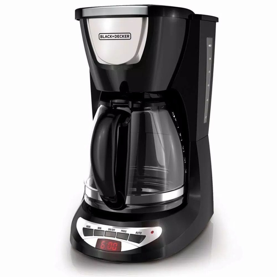 * Coffee Makers | Coffee Makers Black+Decker 12-Cup Programmable Black Drip Coffee Maker With Glass Carafe, Built-In Timer And Automatic Shut-Off