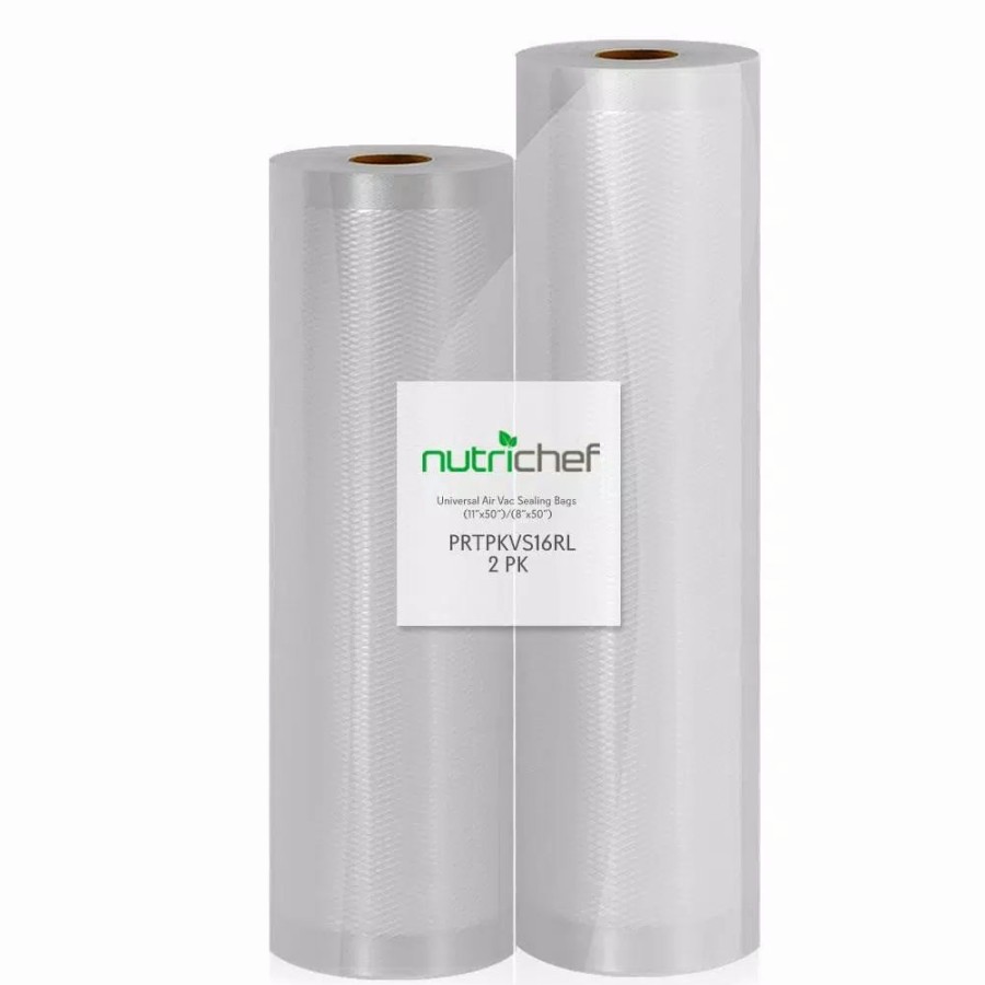 * Food Processing | Food Processing Nutrichef White Vacuum Sealer Bags Universal Air Vac Sealing Bags (2-Rolls, 100 Ft. Total Length)