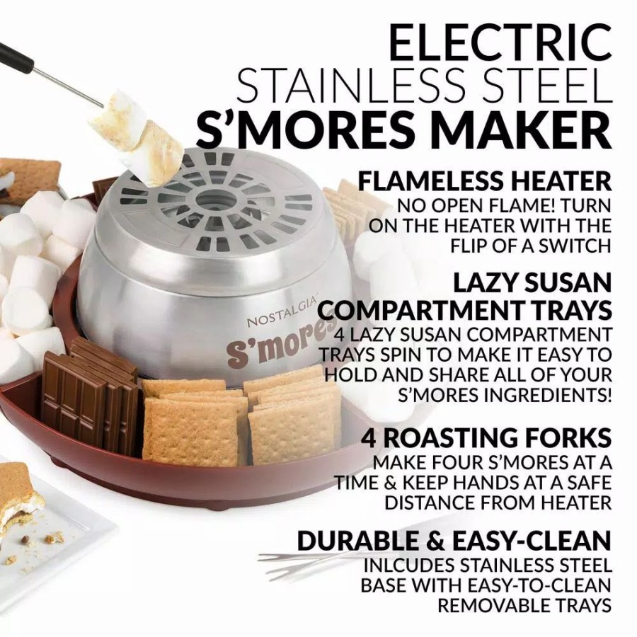 * Dessert Makers | Dessert Makers Nostalgia Brown Stainless Steel Electric S'Mores Maker