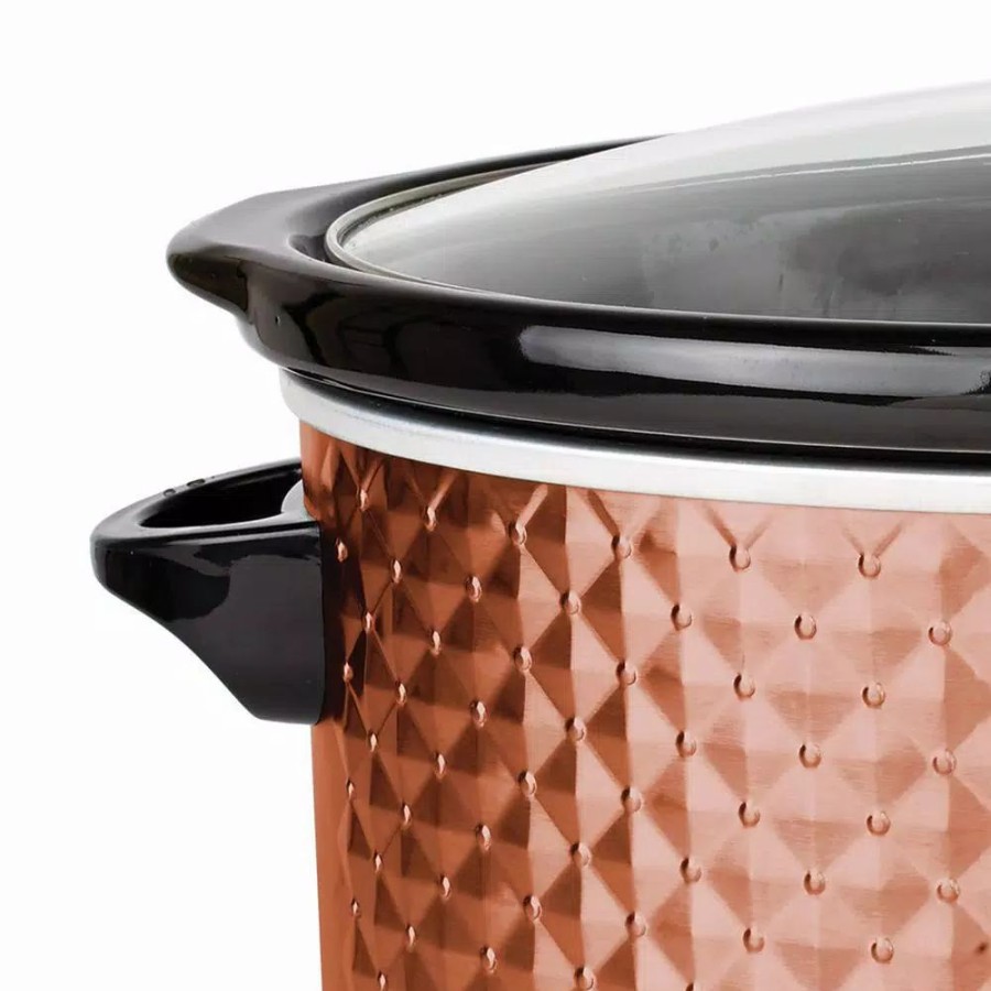 * Cookers | Cookers Brentwood Appliances Diamond 7 Qt. Copper Slow Cooker With Tempered Glass Lid