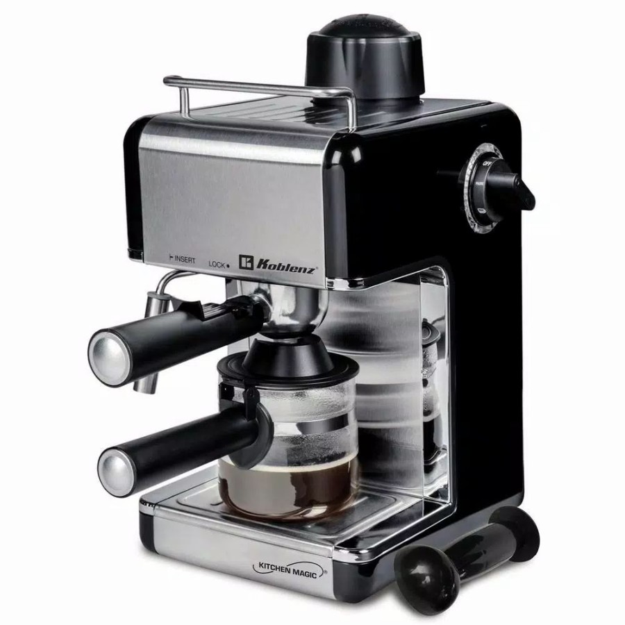 * Coffee Makers | Coffee Makers Koblenz Kitchen Magic Collection 4-Cup Black/Silver Espresso And Cappuccino Maker