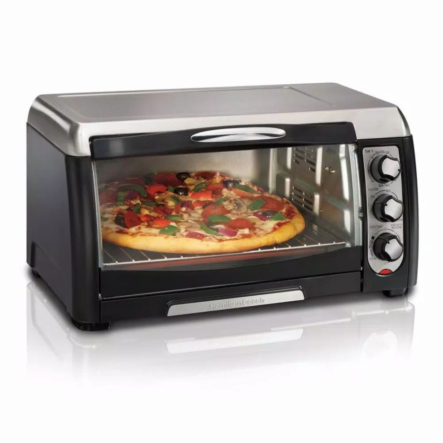 * Toasters | Toasters Hamilton Beach 6 Slice Easy Clean Black Toaster Oven With Convection