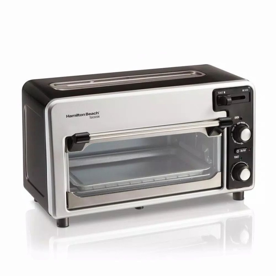 * Toasters | Toasters Hamilton Beach Toastation 1300 W 2-Slice Black And Gray Toaster Oven With Top Toasting Slot