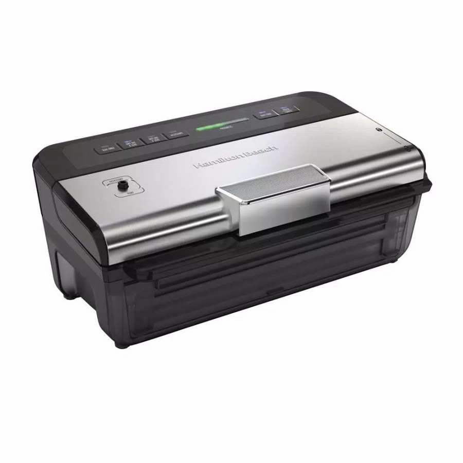 * Food Processing | Food Processing Hamilton Beach Nutrifresh Black And Silver Food Vacuum Sealer With 2-Roll Storage And Starter Kit