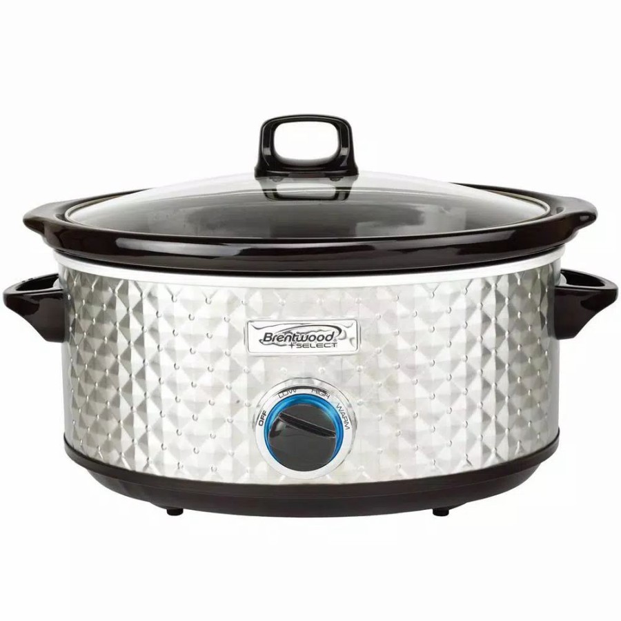 * Cookers | Cookers Brentwood Appliances Diamond 7 Qt. Stainless Steel Slow Cooker With Tempered Glass Lid