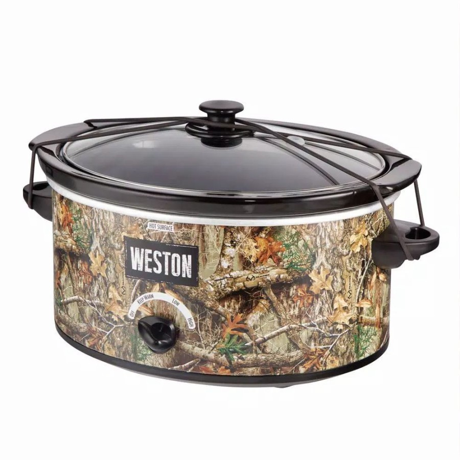 * Cookers | Cookers Weston Realtree Edge 5 Qt. Camouflage Slow Cooker With Lid Strap