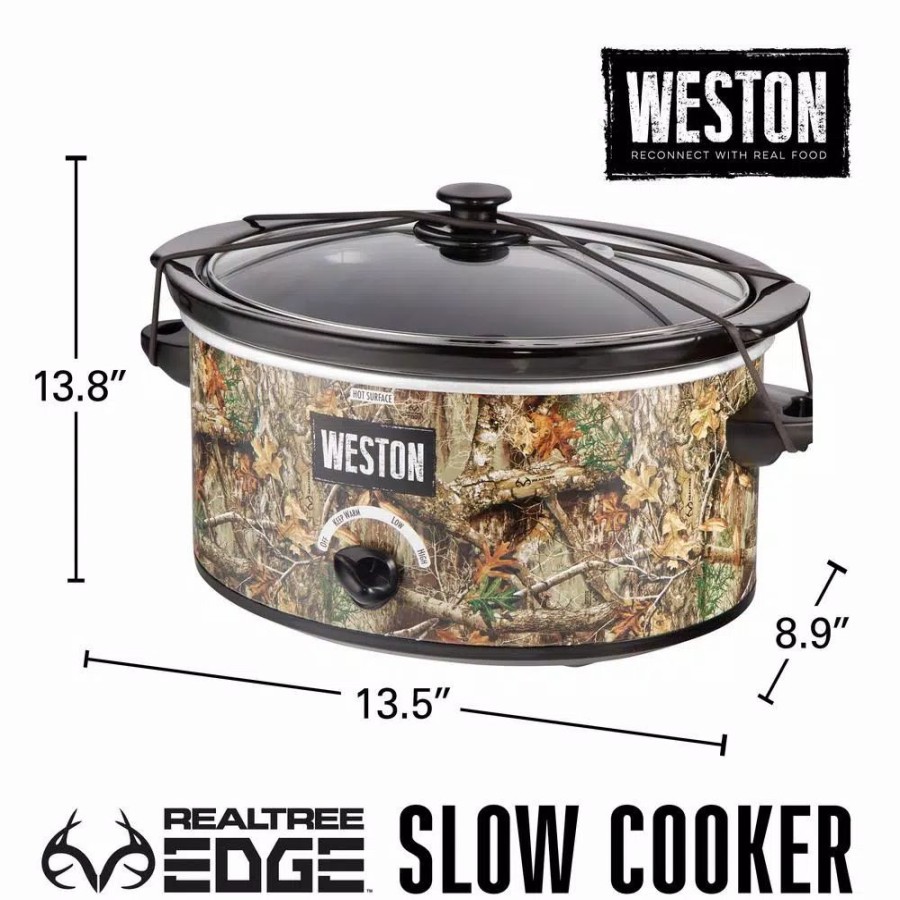 * Cookers | Cookers Weston Realtree Edge 5 Qt. Camouflage Slow Cooker With Lid Strap