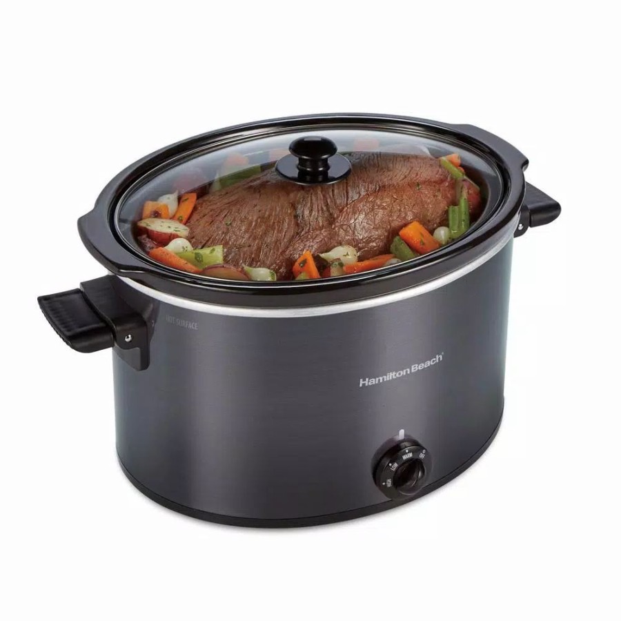 * Cookers | Cookers Hamilton Beach 10 Qt. Black Slow Cooker With Folding Handles