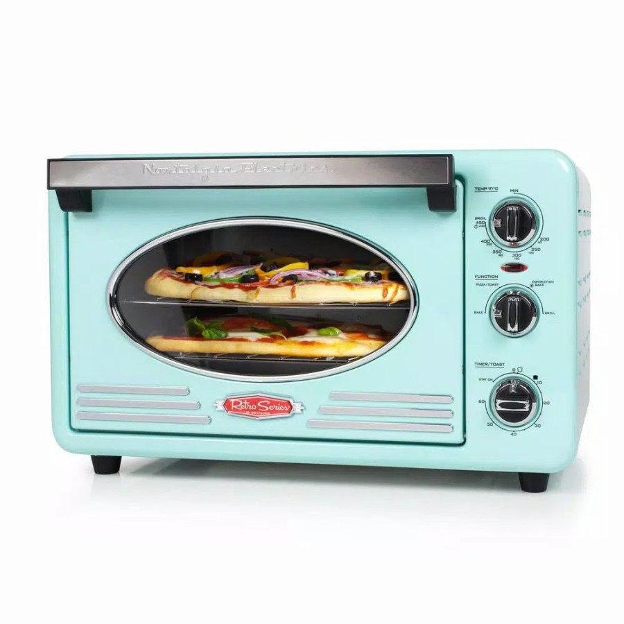 * Toasters | Toasters Nostalgia Retro 1500 W Aqua 12-Slice Convection Toaster Oven With Built-In Timer