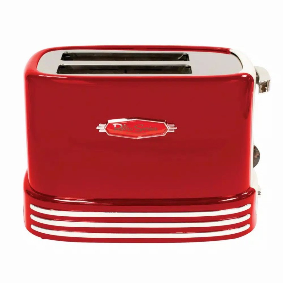 * Toasters | Toasters Nostalgia Retro Series 2-Slice Red Wide Slot Bagel Toaster With Crumb Tray And Shade Settings