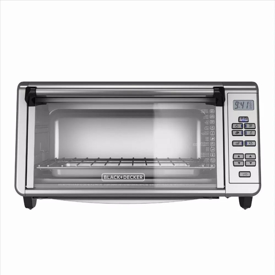 * Toasters | Toasters Black+Decker 1500 W 8-Slice Black And Silver Countertop Convection Toaster Oven With Temperature Controls