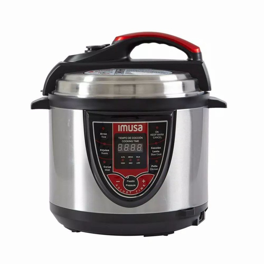 * Cookers | Cookers Imusa 5 Qt. Silver And Red Electric Pressure Cooker With Locking Lid