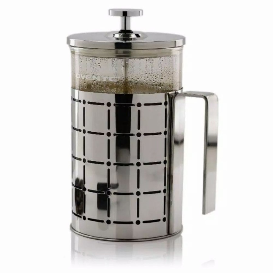 * Coffee Makers | Coffee Makers Ovente 3-Cup Silver Borosilicate Glass Heat-Resistant Cafetiere French Press Coffee And Tea Maker With Free Measuring Scoop