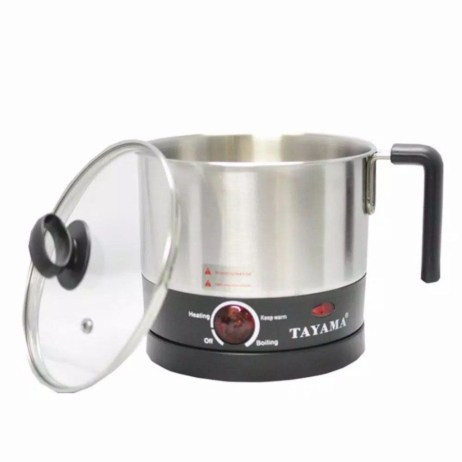 * Cookers | Cookers Tayama 1 Qt. Stainless Steel Slow Cooker With Temperature Settings And Glass Lid