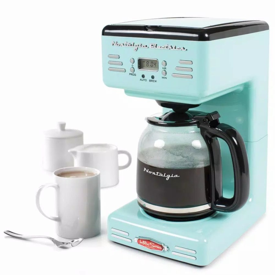 * Coffee Makers | Coffee Makers Nostalgia 12-Cup Blue Coffee Maker With Pause And Serve Function