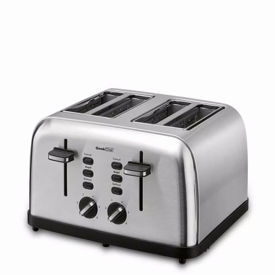 * Toasters | Toasters Boyel Living 1500 W 4-Slice Silver Wide Slot Toaster With Dual Control Panels