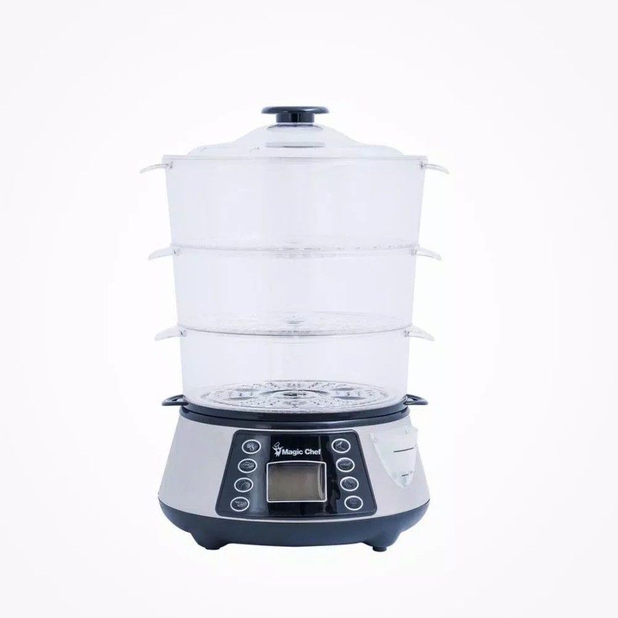 * Cookers | Cookers Magic Chef 3-Tier 12 Qt. Stainless Steel Countertop Food Steamer And Rice Cooker