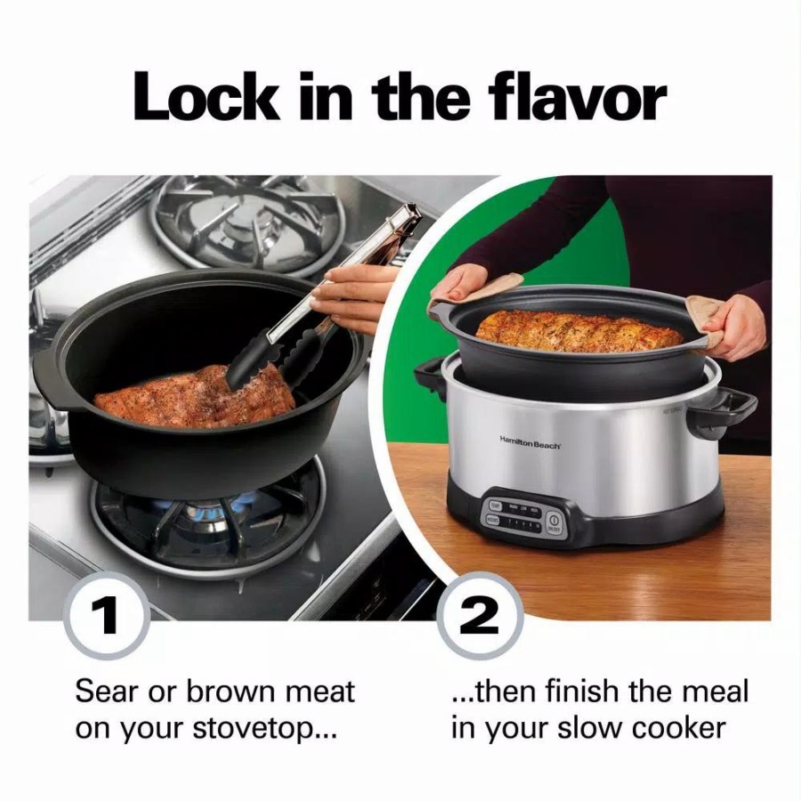 * Cookers | Cookers Hamilton Beach Stovetop Sear And Cook 6 Qt. Stainless Steel Slow Cooker