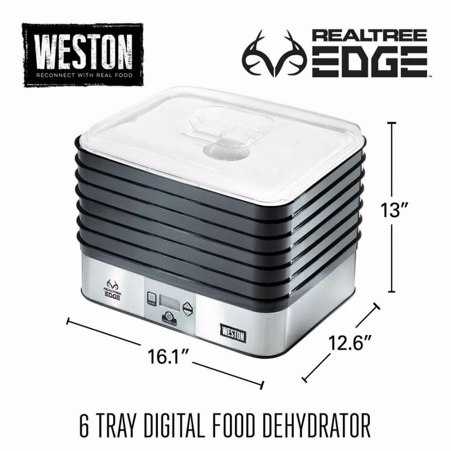 * Food Processing | Food Processing Weston Realtree Edge 6-Tray Stainless Steel Food Dehydrator With Digital Controls And Camo Storage Cover