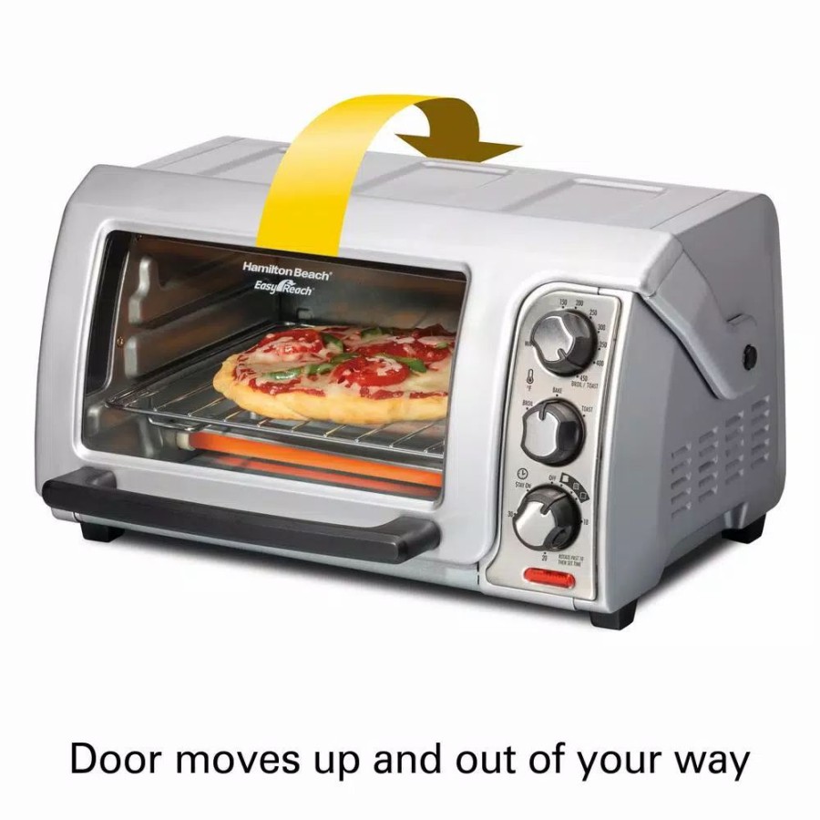 * Toasters | Toasters Hamilton Beach Easy Reach 1200 W 4-Slice Silver Toaster Oven With Roll Top Door