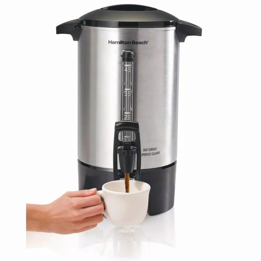 * Coffee Makers | Coffee Makers Hamilton Beach 45-Cup Stainless Steel Coffee Urn With One-Handed Dispensing