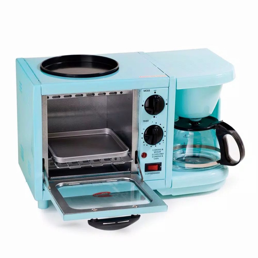 * Toasters | Toasters Elite 500 W 2 Slice Blue Toaster Oven With Coffee Maker And Griddle