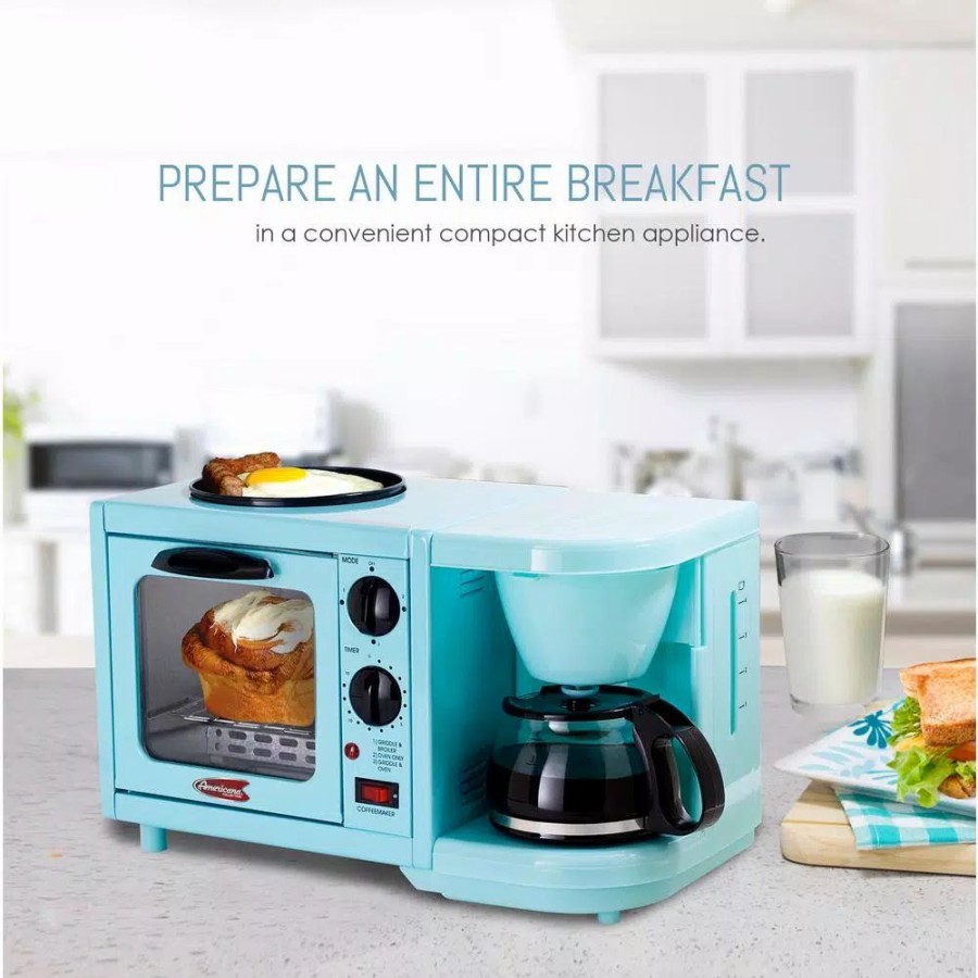 * Toasters | Toasters Elite 500 W 2 Slice Blue Toaster Oven With Coffee Maker And Griddle