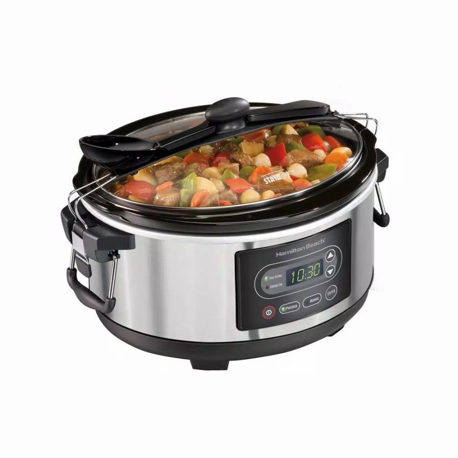 * Cookers | Cookers Hamilton Beach Stay Or Go 5 Qt. Stainless Steel Slow Cooker With Temperature Controls