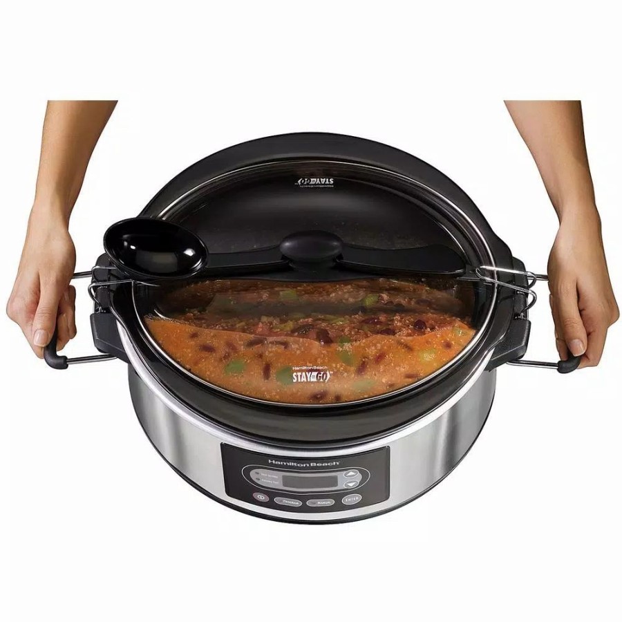 * Cookers | Cookers Hamilton Beach Stay Or Go 5 Qt. Stainless Steel Slow Cooker With Temperature Controls