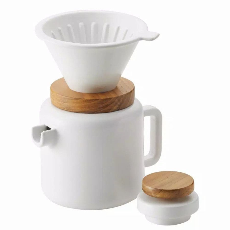 * Coffee Makers | Coffee Makers Bonjour 4-Cup Matte White Pour-Over Coffee Set