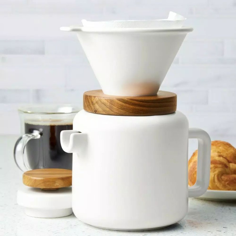 * Coffee Makers | Coffee Makers Bonjour 4-Cup Matte White Pour-Over Coffee Set